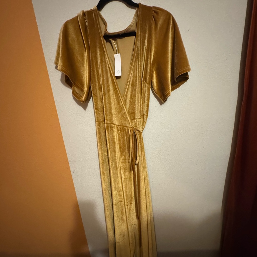 Baltic Born Gold Maxi Wrap Dress